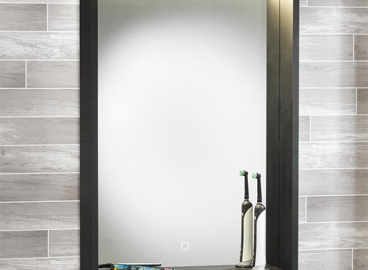 Pisa Mirror with Integrated LED Light, Wireless Mobile Charger & Toothbrush Charger